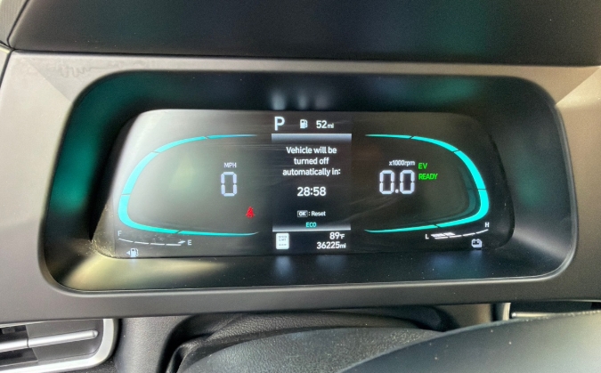 2025 Hyundai Elantra Blue HEV black instrument cluster odometer 36225 miles VIN KMHLM4DJ8SU173476 for sale Dallas TX