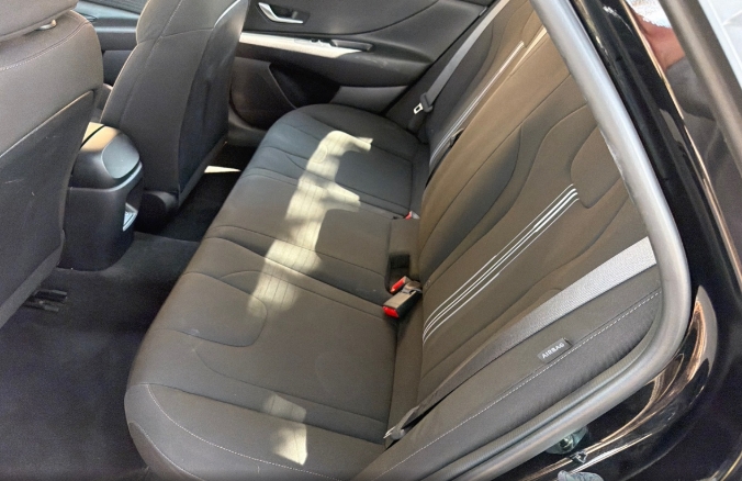 2025 Hyundai Elantra Blue HEV black rear seats interior VIN KMHLM4DJ8SU173476 for sale Dallas TX